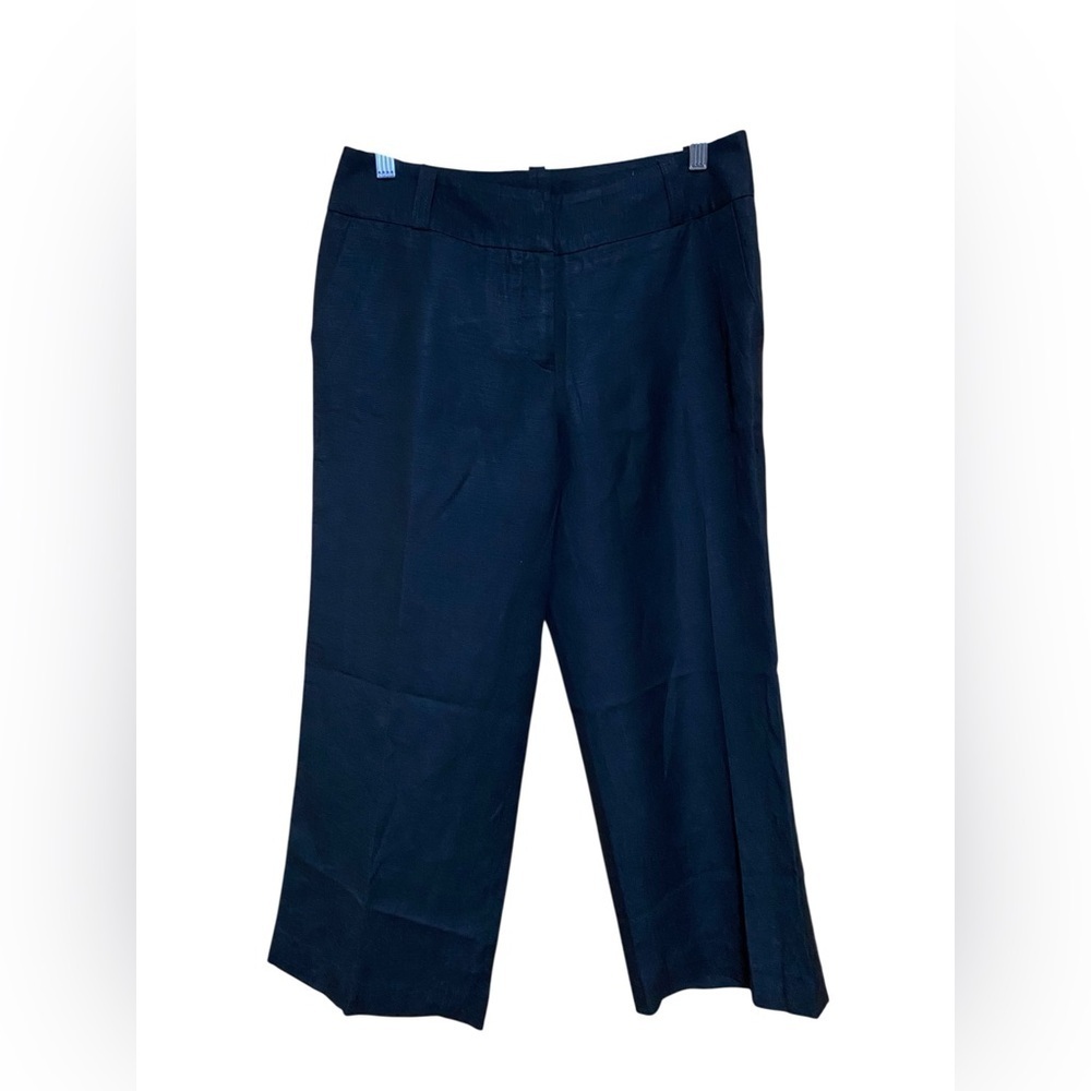 David N Black Linen Blend Fully Lined Cropped Pants in Size 6.